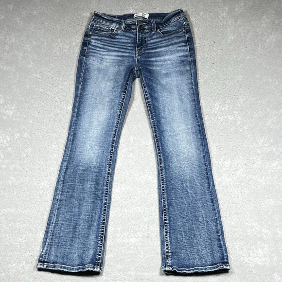 BKE Jeans Womens Size 27 Stella Mid Rise Slim Fit Tailored Bootcut Dark Wash - Picture 1 of 13